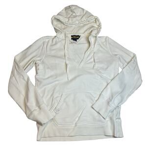 Ralph Lauren Rugby Y2K Women's Sz S Long Sleeve V Neck White Hoodie Pullover